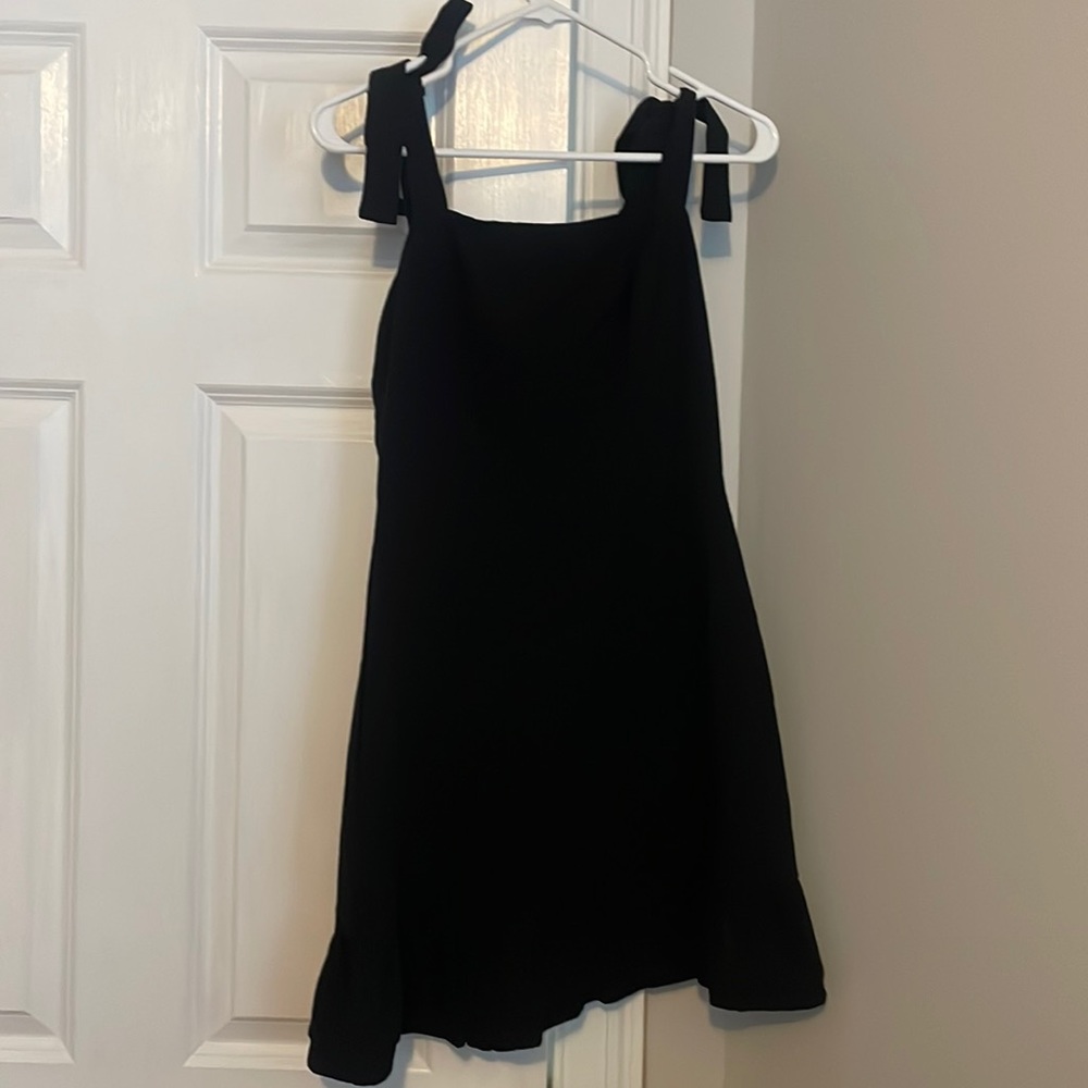 Showpo black bow strap ruffle dress